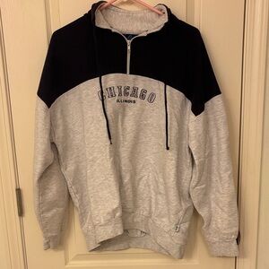 Chicago Illinois Men's Black and Gray Zip-Up Sweater